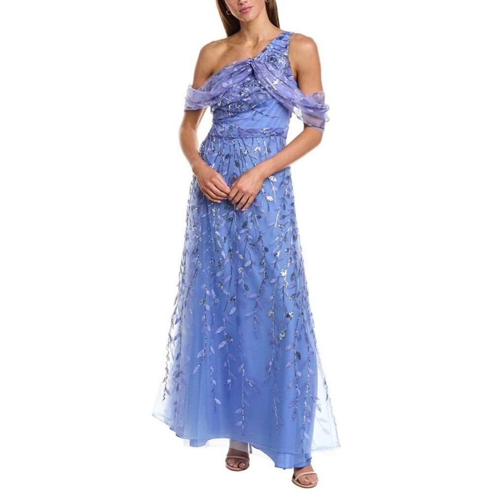 Rene Ruiz Womens  Tulle Wrap A-Line Dress, Blue
